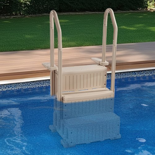 Pool Rope Ladders 3-Step Taupe Pool Ladder of Double Handrails Supports 400 lb for 36-48 ...