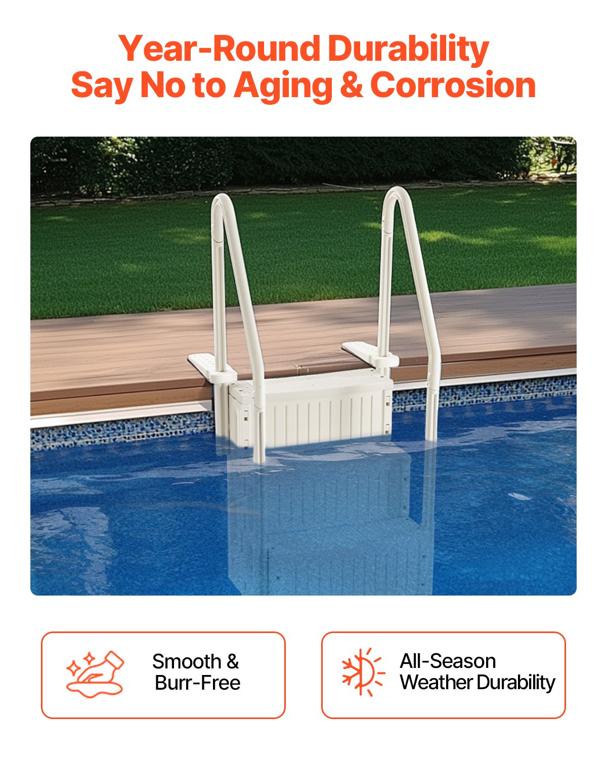 VEVOR Pool Ladder 400 lb Capacity – 4-Step, 48-54 Inch Pools