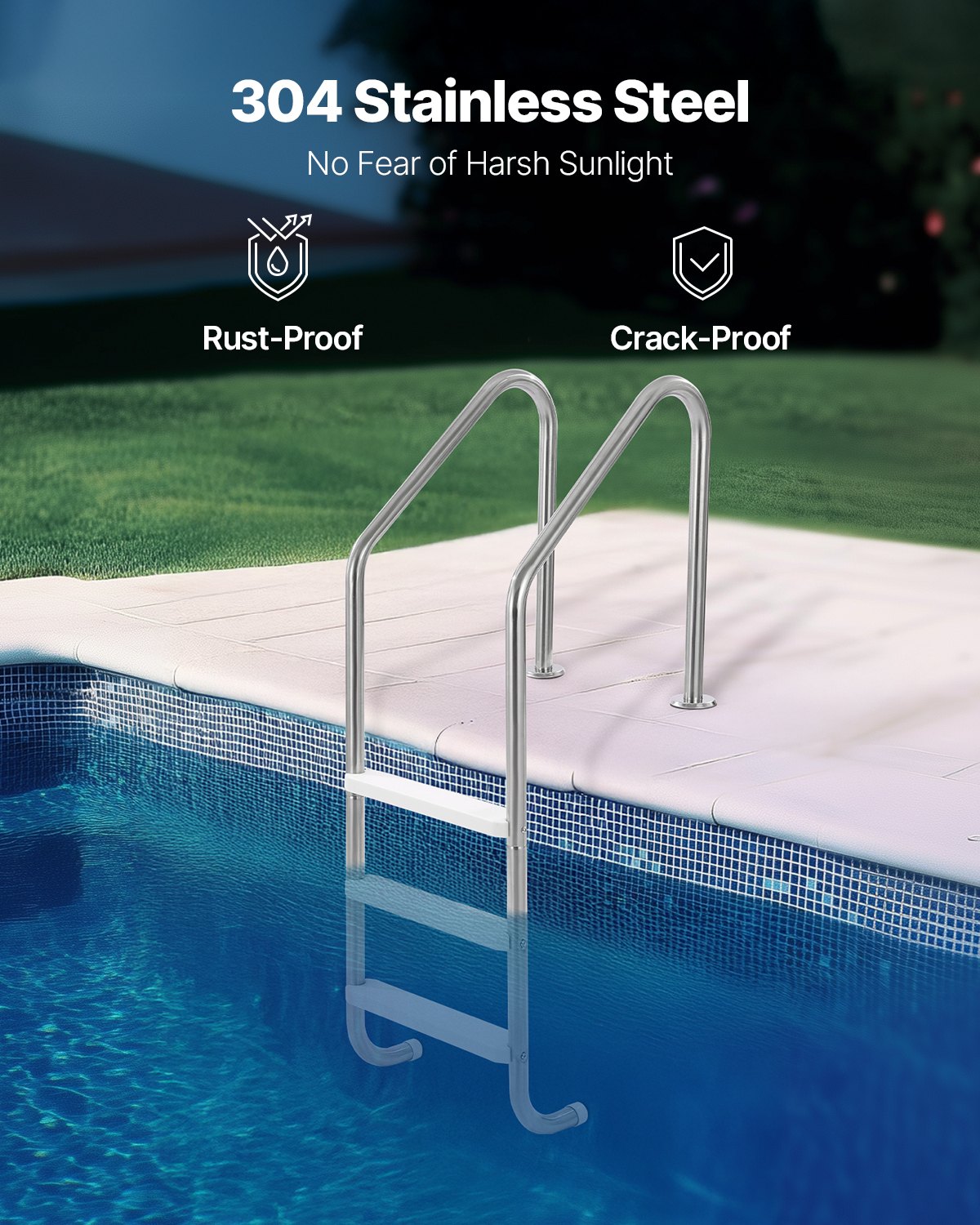 VEVOR Stainless Steel Steps For Swimming Pool - 3-Step,265Lb