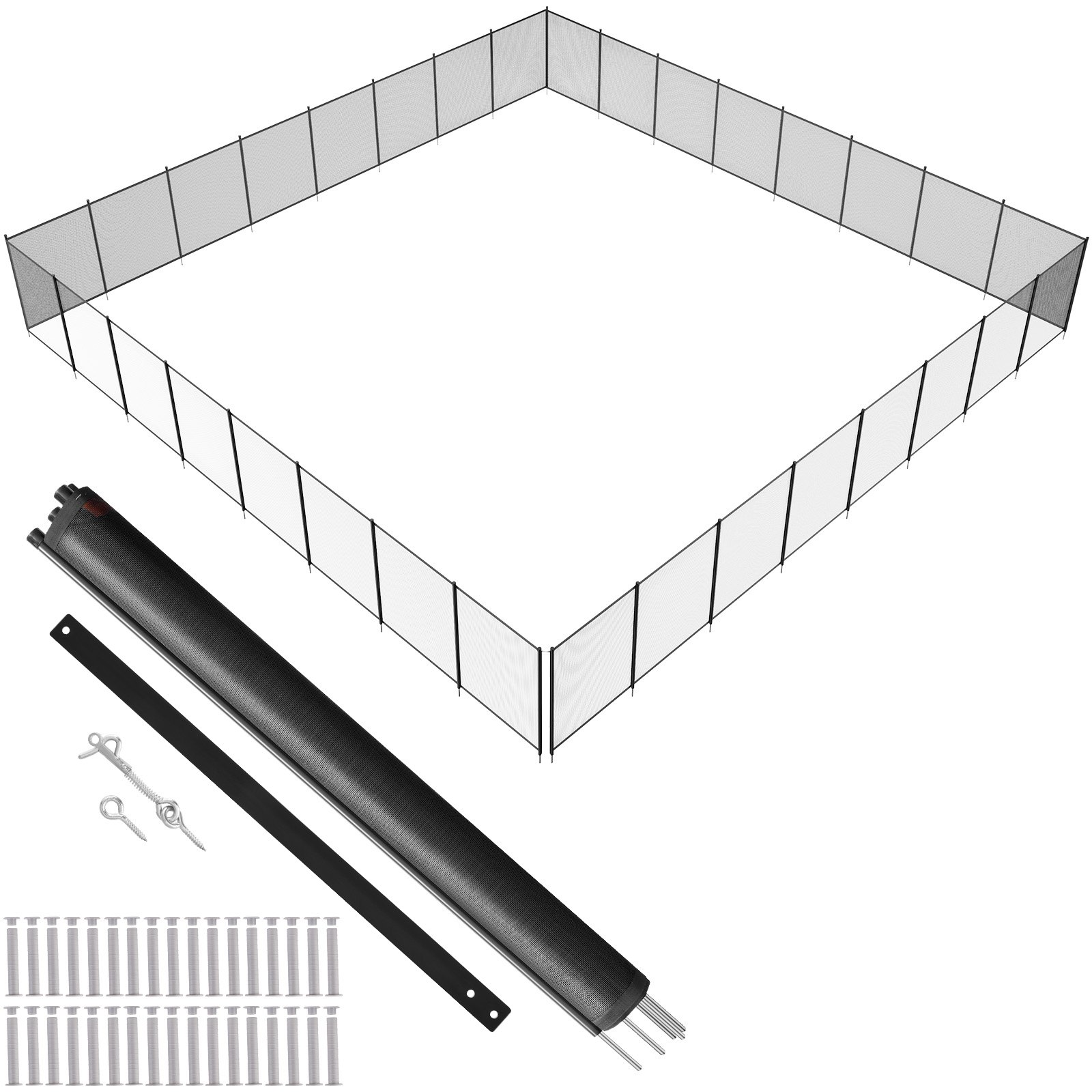 VEVOR Pool Fence, 4 x 96 FT Pool Fences for Inground Pools, Removable ...