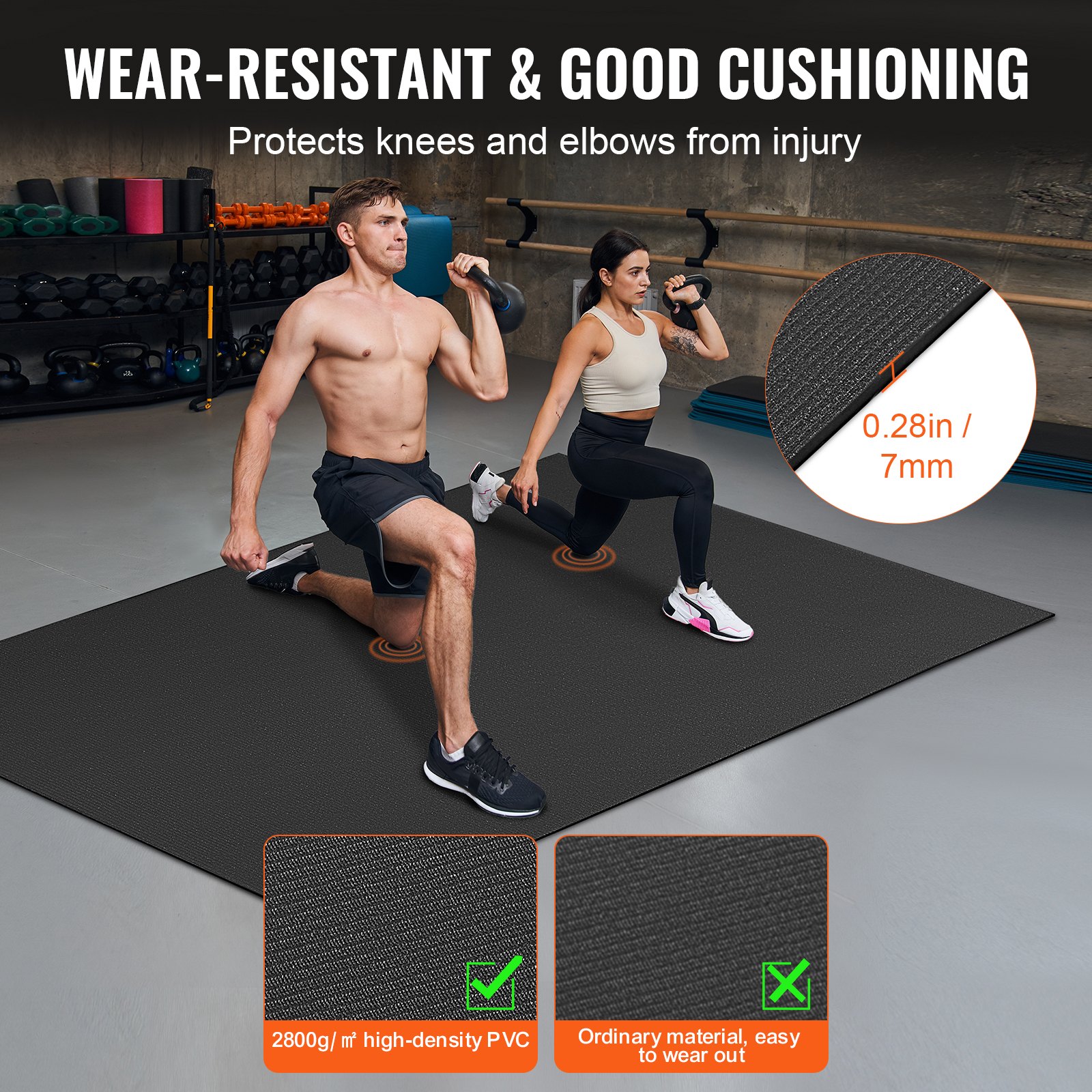 VEVOR Exercise Mat, Non Slip High Density Premium Yoga Mat, Exercise ...