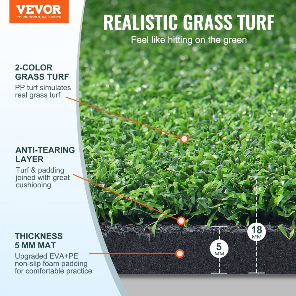 Sample Hit Mat VEVOR 5x4 Golf Hitting Mat – 18mm Thick, 6 Tee Holes