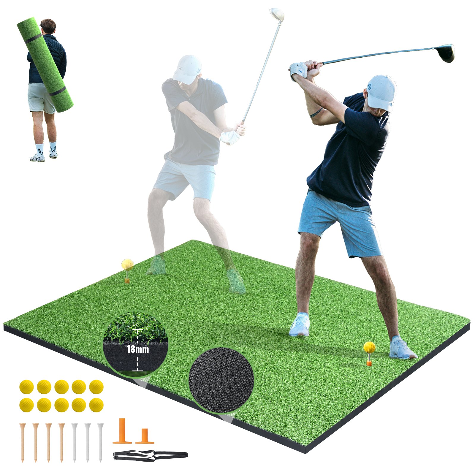Sample Hit Mat VEVOR 5x4 Golf Hitting Mat – 18mm Thick, 6 Tee Holes
