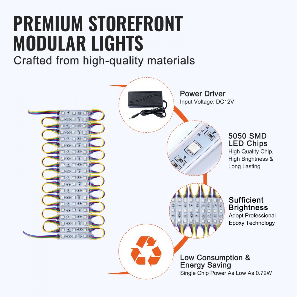 Led Module Light Top View VEVOR 400PCS LED Storefront Lights, 207 ft, LED Module Lights, 5050 SMD ...