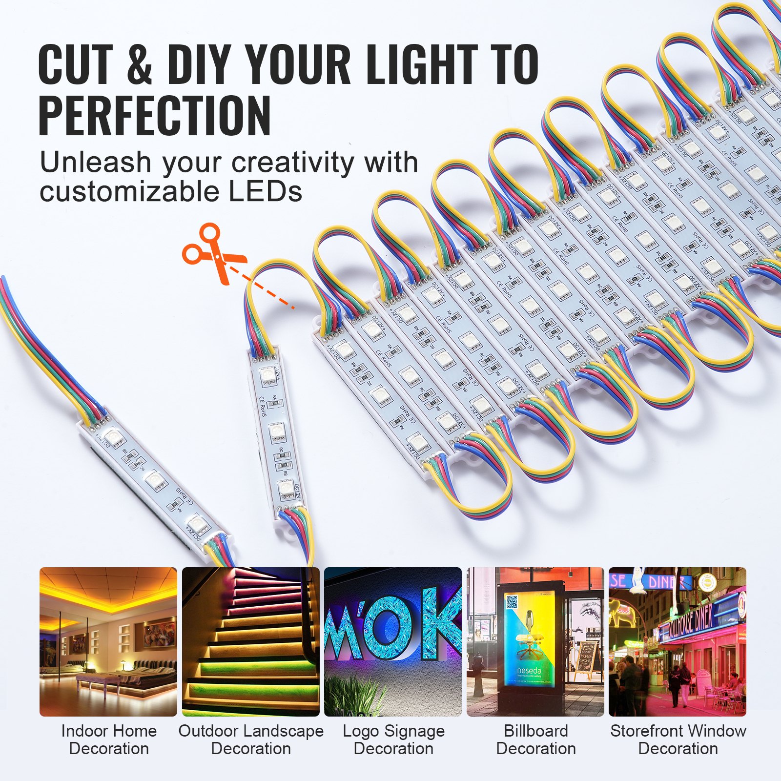 VEVOR 400PCS LED Storefront Lights, 207 ft, LED Module Lights, 5050 SMD ...