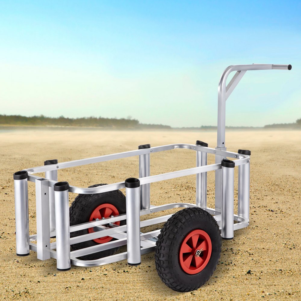 VEVOR Beach Fishing Cart Fish & Marine Carts w/ Balloon Tires for Sand ...