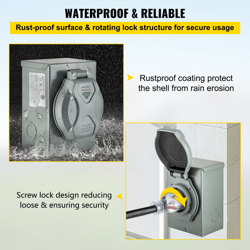 VEVOR Generator Inlet Box, 30amp Power Box, L5-30P Power Inlet Box, 3 ...