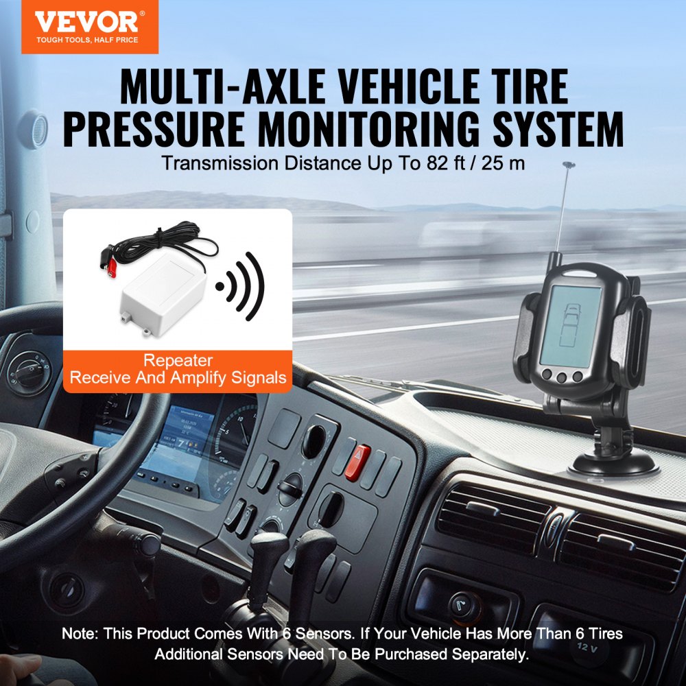 VEVOR RV Tire Pressure Monitoring System Real Time Trailer TPMS 6 ...
