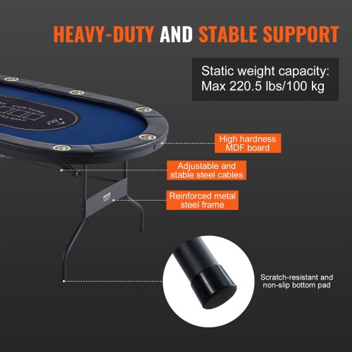 VEVOR 10 Player Foldable Poker Table, Blackjack Texas Holdem VEVOR 10 Player Foldable Poker Table, Blackjack Texas Holdem