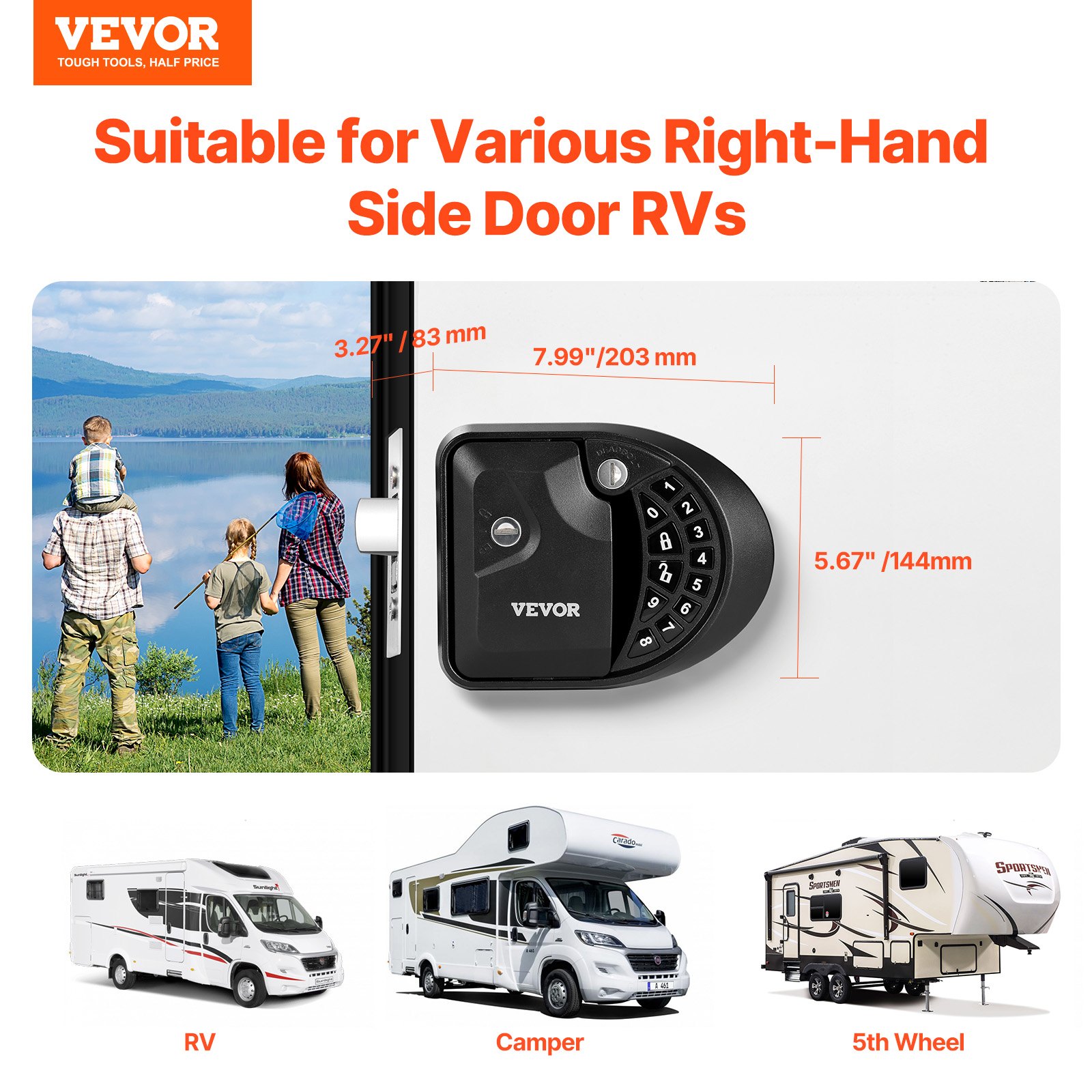 VEVOR RV Door Lock, RV Keyless Entry Door Lock with 10-Digit Keypad ...