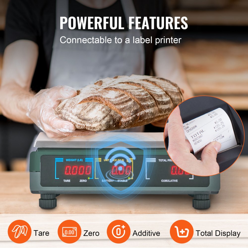 VEVOR Electronic Price Computing Scale, 66 LB Digital Deli Weight ...