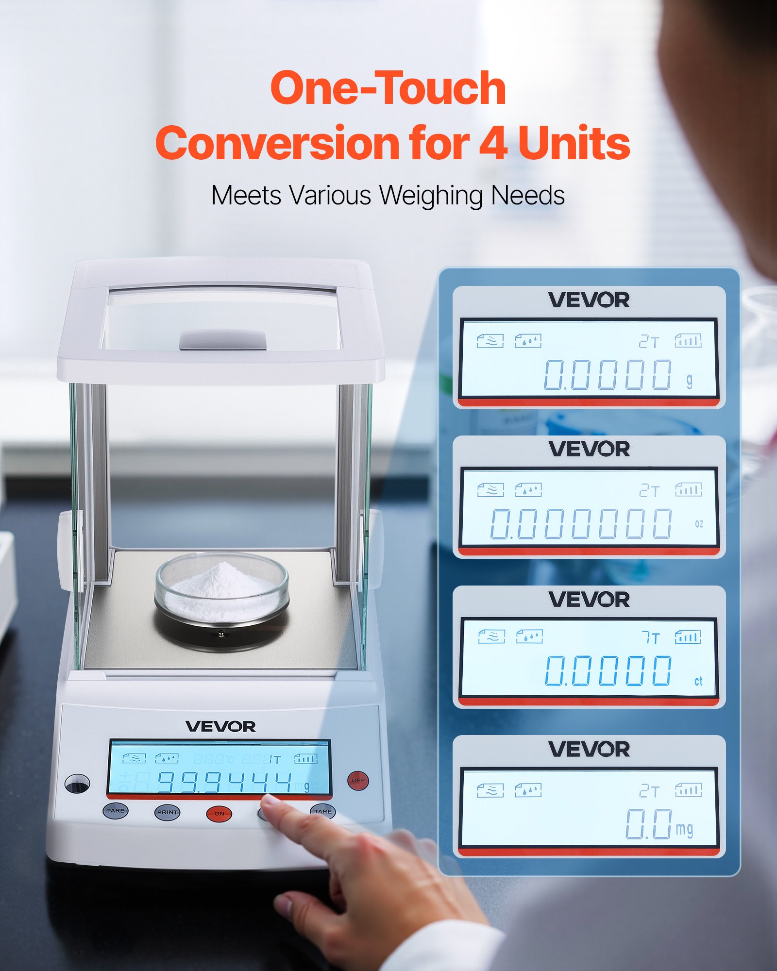 VEVOR Analytical Balance, 120 g x 0.1 mg, 0.0001 g High Precision ...