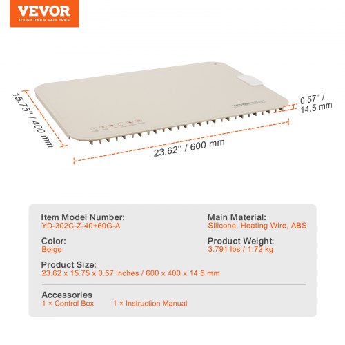 VEVOR Electric Warming Tray Rollable Food Warming Mat w/ Temp Control for Buffet - Beige 1 main image 1