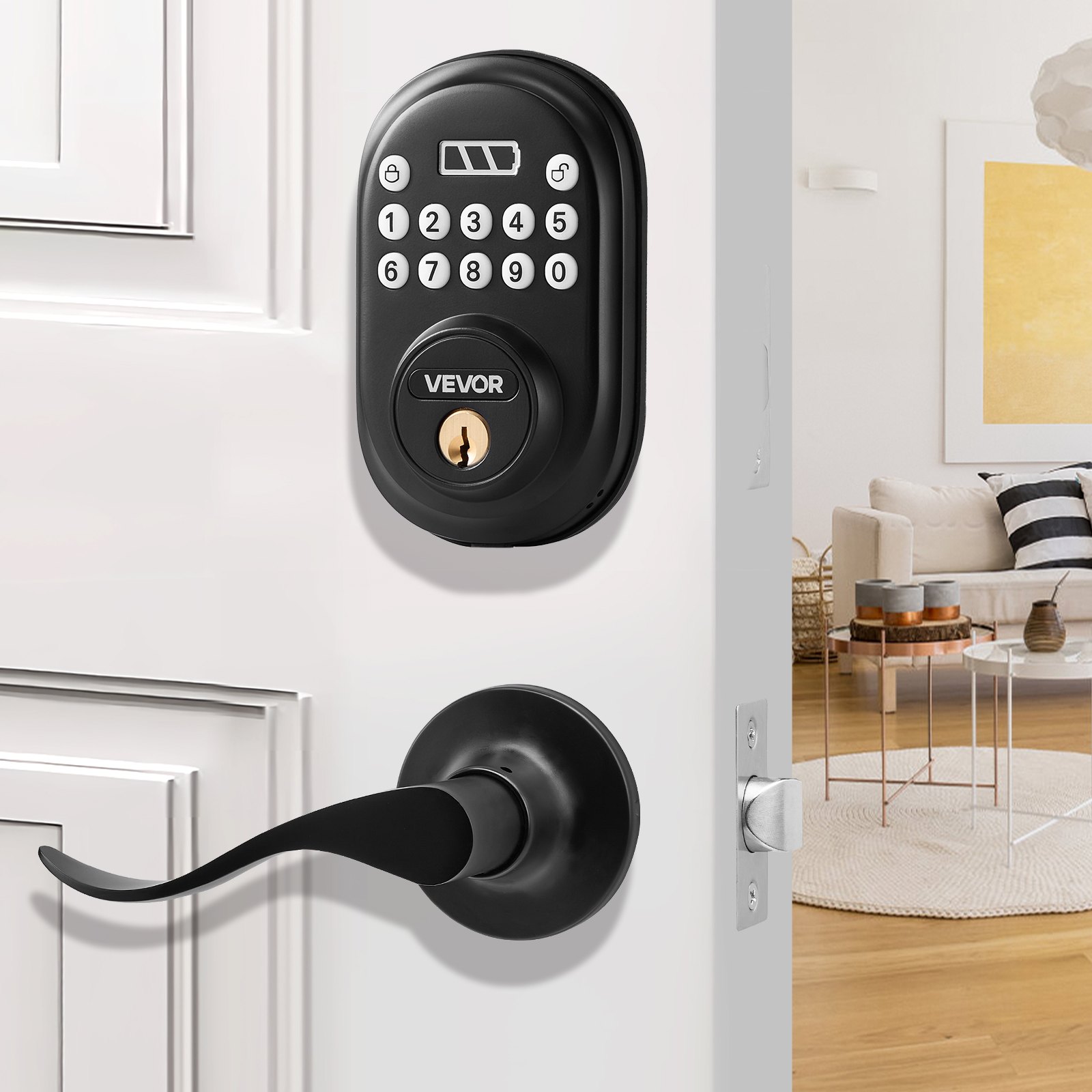 VEVOR Keyless Entry Door Lock with Handle – 100 Codes