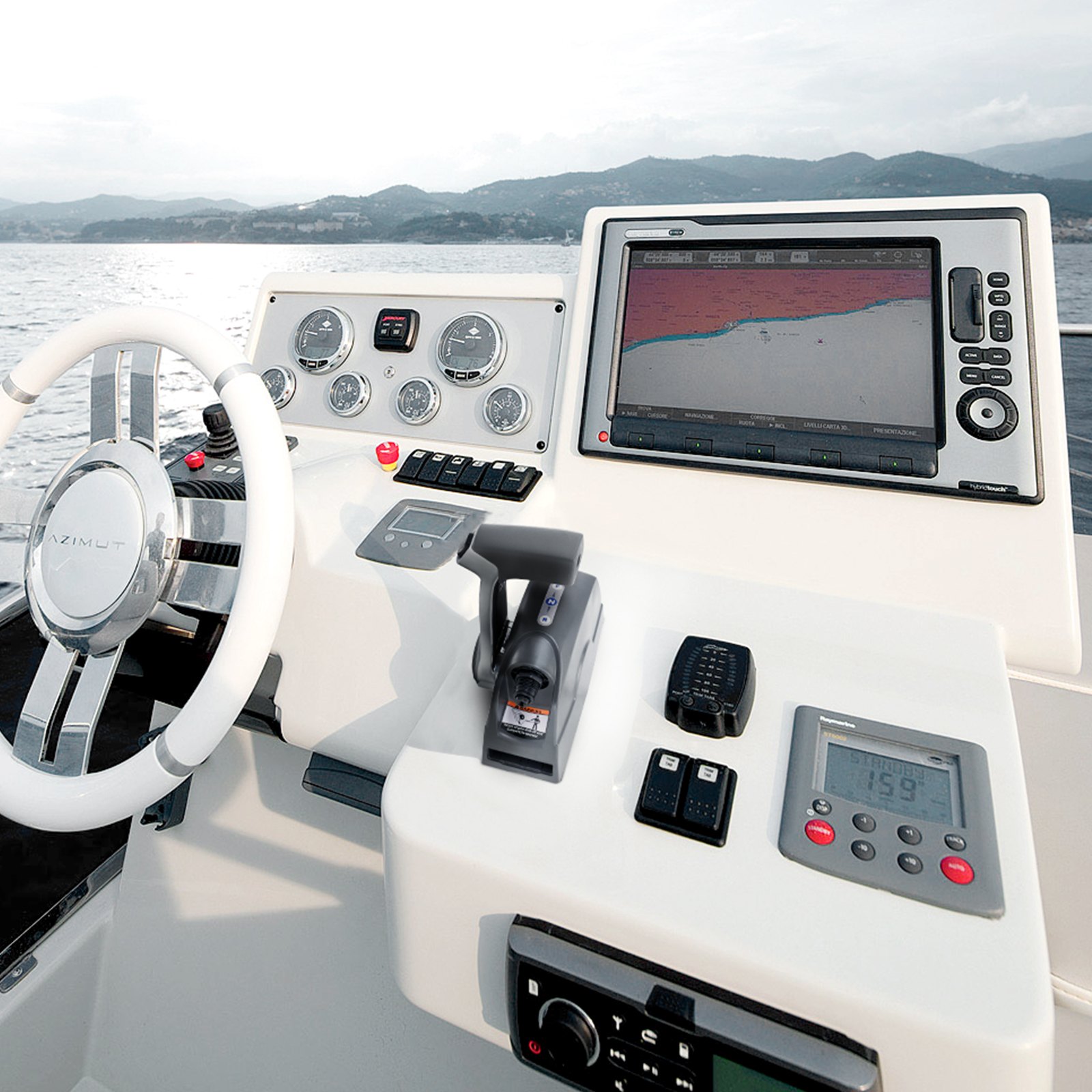 Boat Throttle Control Lever VEVOR Boat Throttle Control, 5006186 Top-Mounted Outboard Remote ...