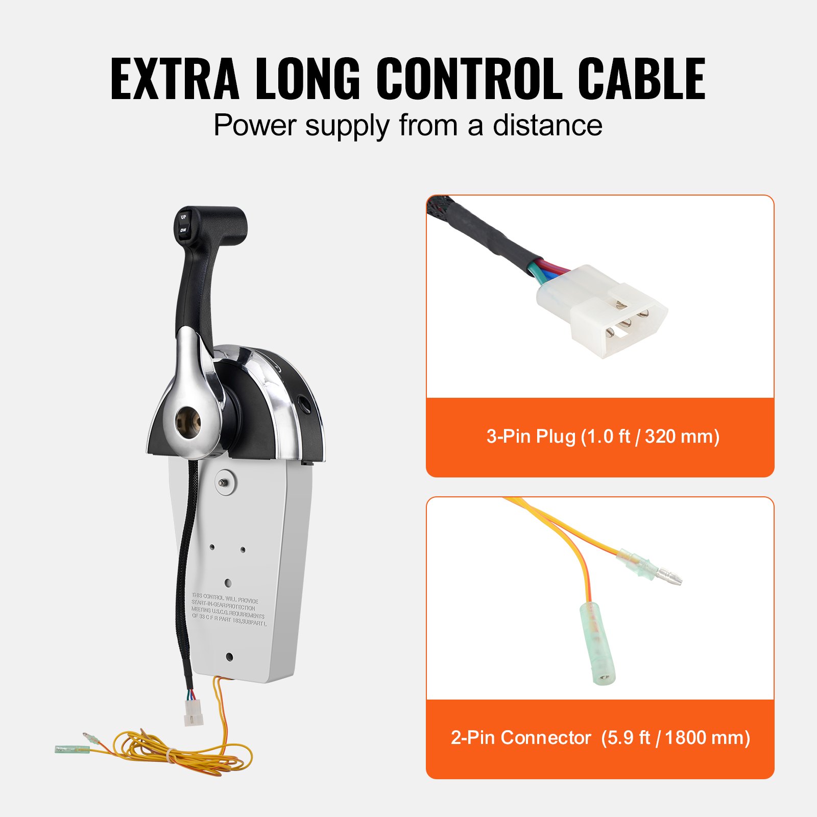 VEVOR Boat Throttle Control, 8M0059686 Top-Mounted Outboard Remote ...