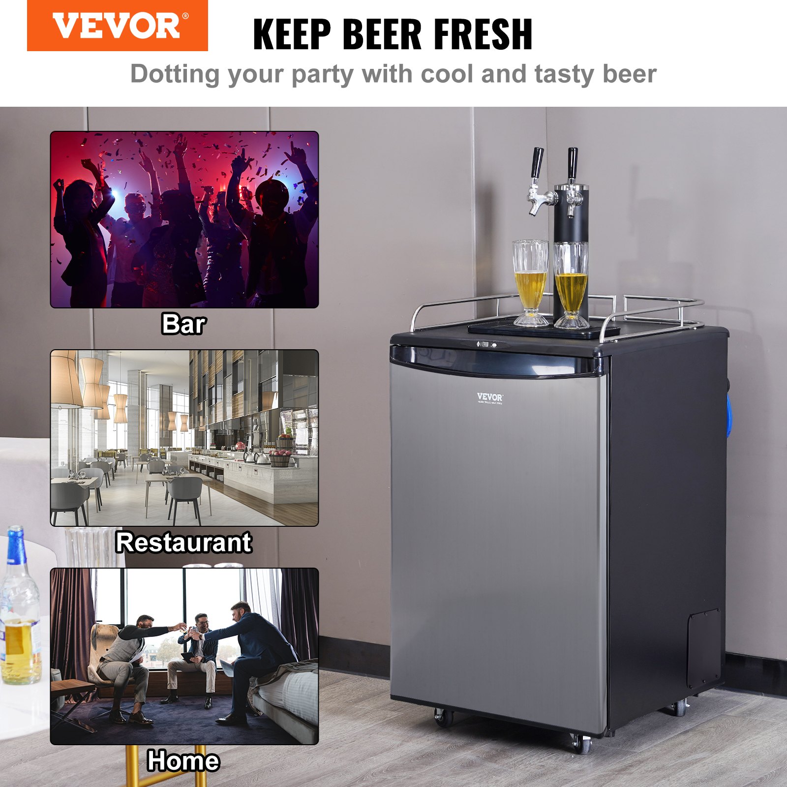 Beer Remote Control VEVOR Beer Kegerator, Dual Tap Draft Beer Dispenser, Full Size Keg ...