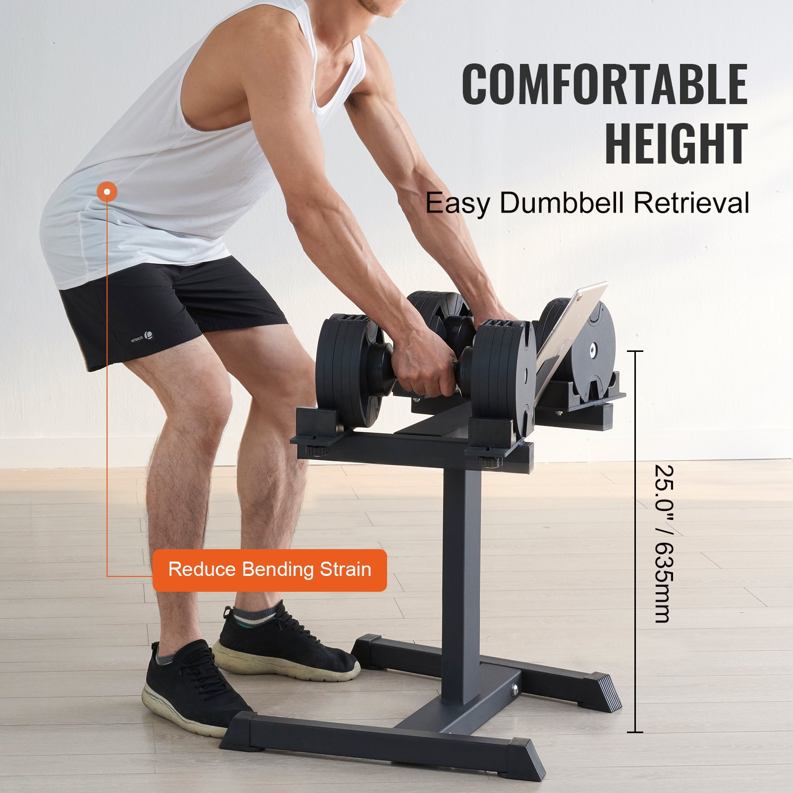 VEVOR Adjustable Dumbbell Stand, Home Fitness Rack and Stand with Media ...