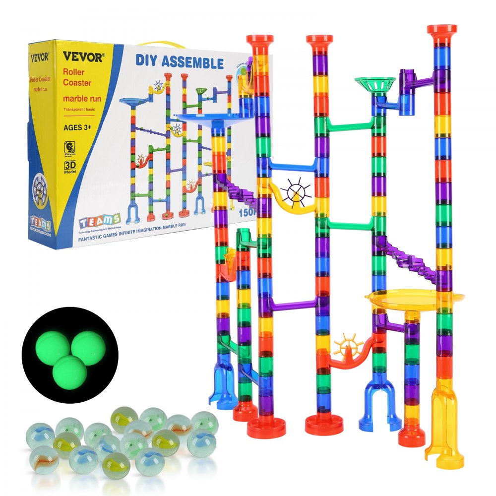 VEVOR Marble Run Set, 150 Piece Marble Maze Building Block Brain Game ...