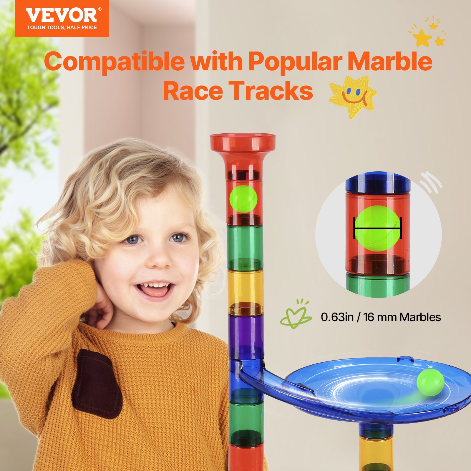 VEVOR Marble Run Set, 110 Piece Marble Maze Building Block Brain Game ...