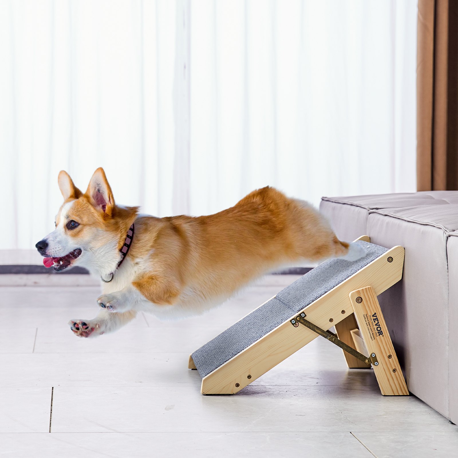 VEVOR Wooden Pet Steps, Convertible 2-in-1 Dog Stairs and Ramp for Beds ...