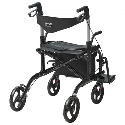 VEVOR 2 in 1 Rollator Walker & Transport Chair for Seniors