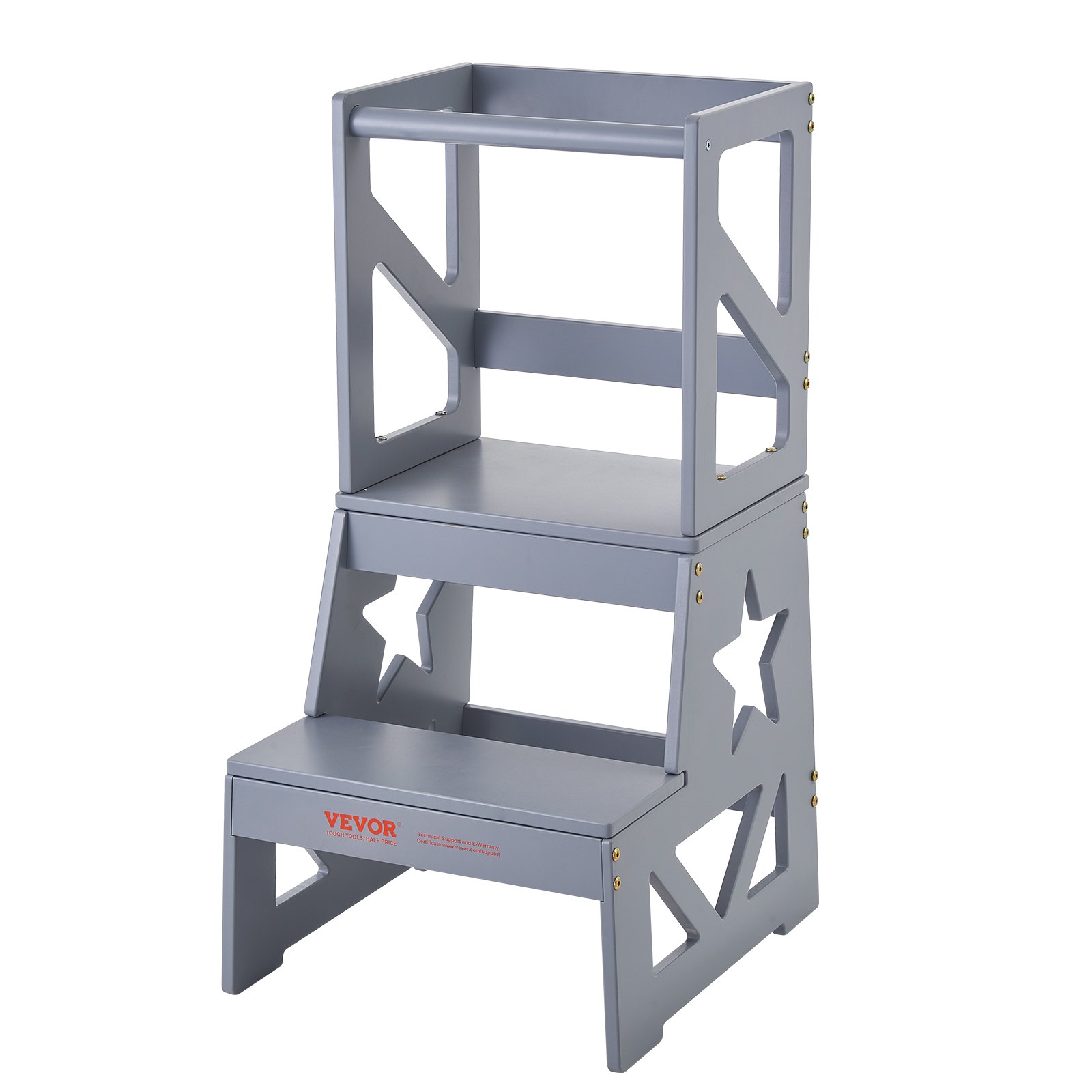 VEVOR Toddler Step Stool Natural Pine Wood Kitchen Stool 150LBS Gray ...