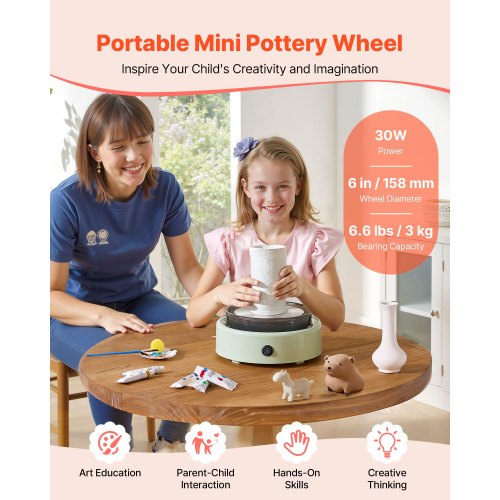 VEVOR Mini Pottery Wheel Electric Clay Wheel for Kids 6 inch Turntable ...