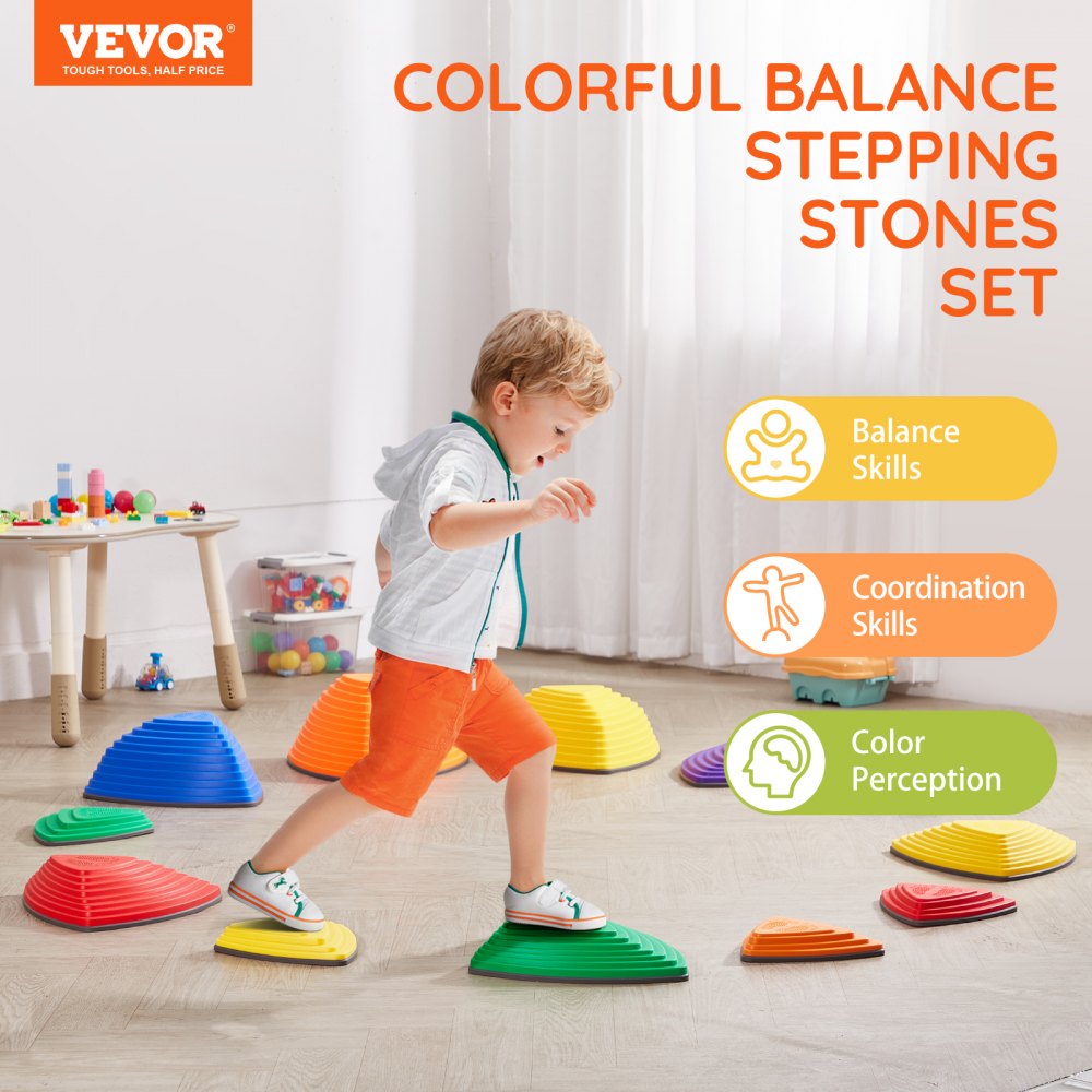 VEVOR Kids Balance Stepping Stones Sensory Obstacle Course 12 PCS ...