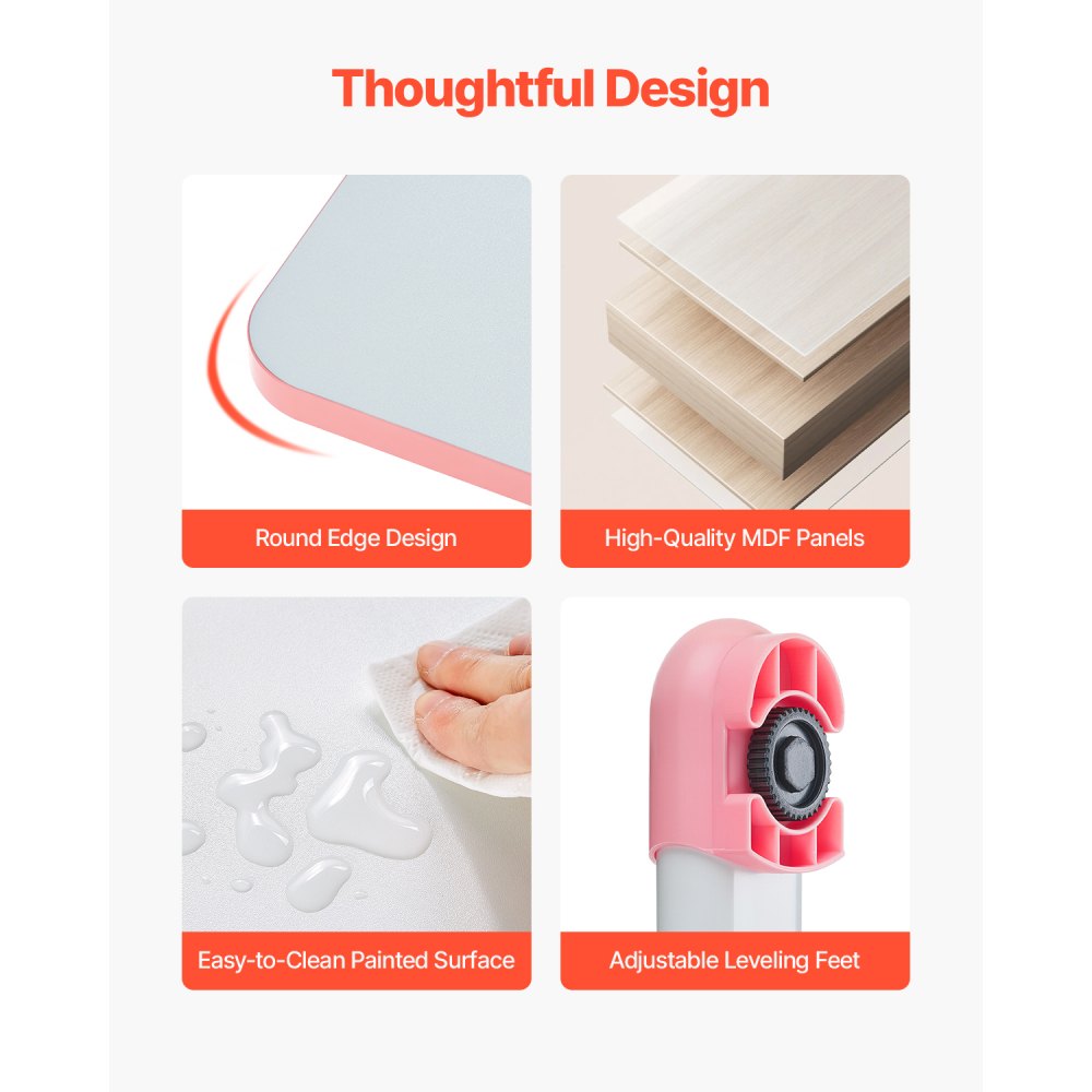 Sada dětských studijních židlí a psacího stolu VEVOR, studijní stůl a židle pro děti s policí a úložným prostorem, nastavitelná výška a naklonění stolu 0-40°, studijní stůl do ložnice a studovny, růžová - miniatura 6