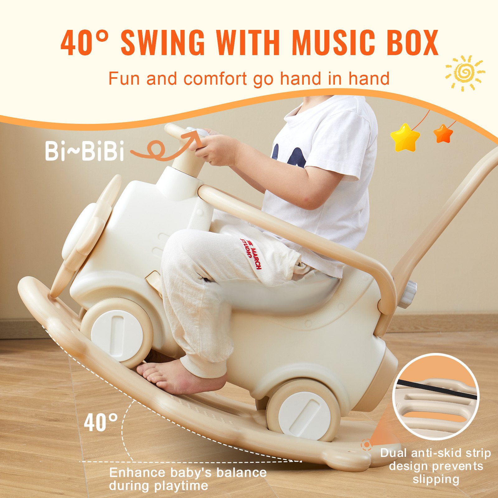 VEVOR 3 In 1 Rocking Horse For Toddlers 1-3 Years Ride On Toy With Board White | Australia