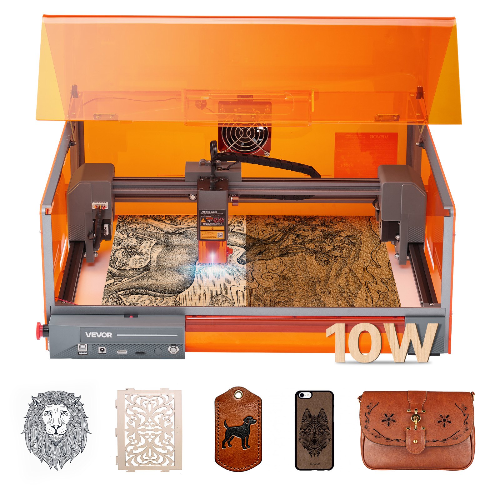 VEVOR 10 Watt Laser Engraver – 11.8 x 11.8 Inch, 455 nm