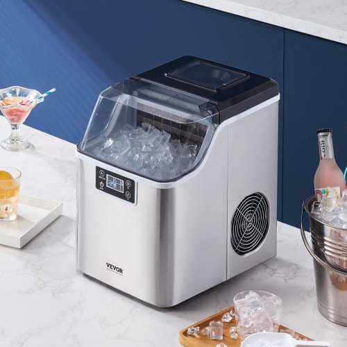 Portable Countertop Ice Maker 45Lbs/24H Self-Cleaning with Scoop Basket ...