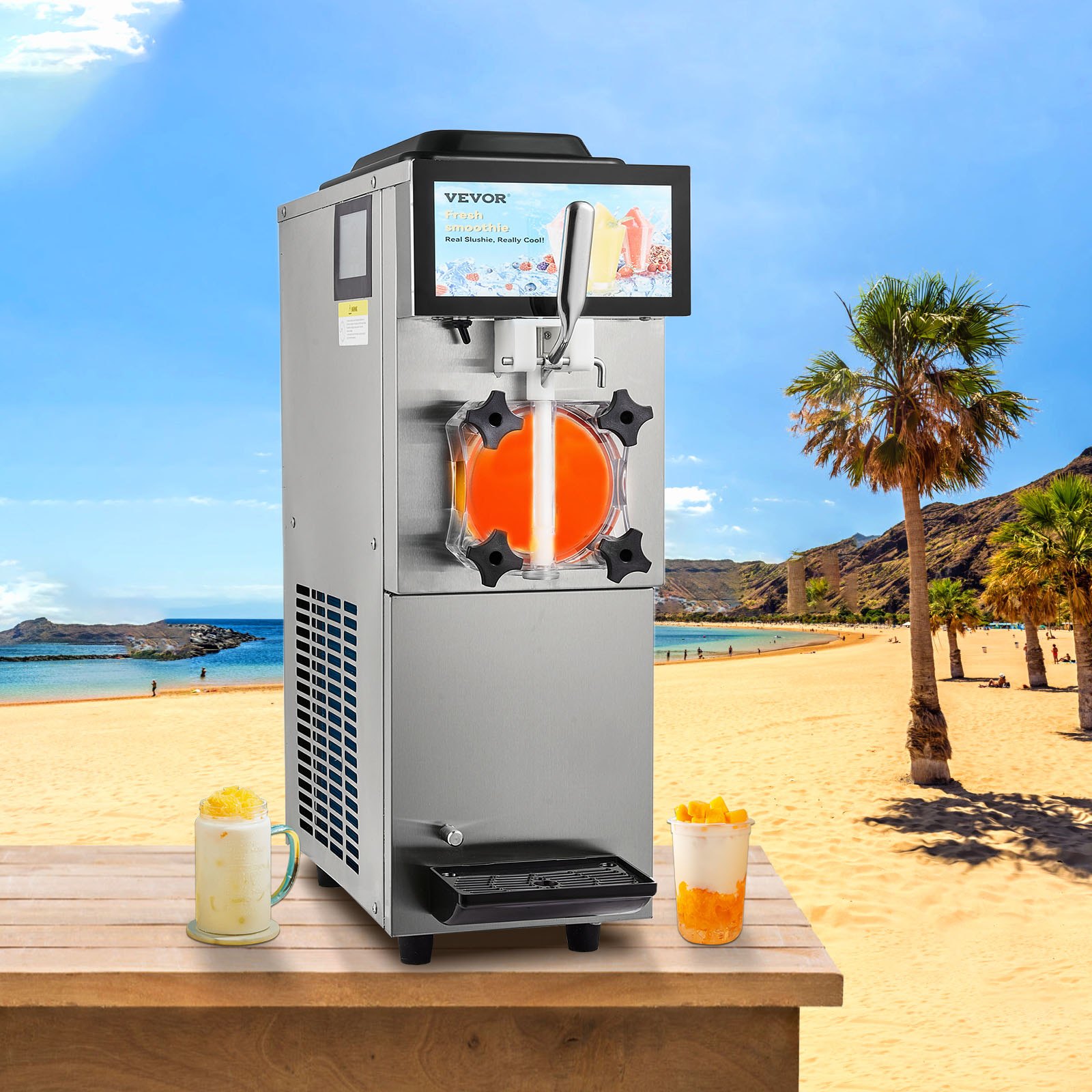 VEVOR Commercial Slushy Machine, 12L / 3.17 Gal Single Tank, Cool and ...