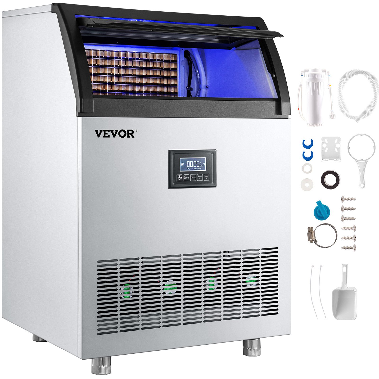 VEVOR 110V Commercial Ice Maker Machine 200LBS/24H, 710W Stainless ...