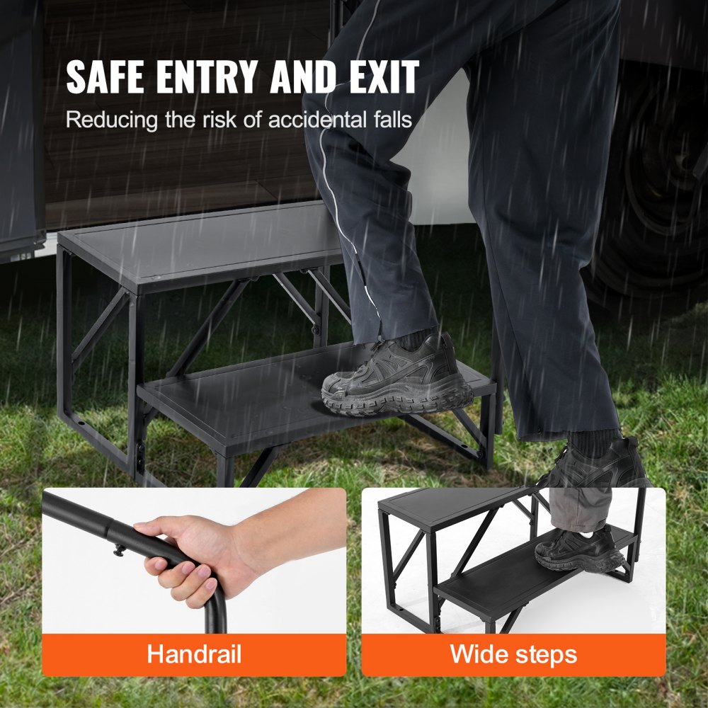 VEVOR RV Steps, 2-Step RV Stairs, 440 LBS Load Capacity, Thickened ...