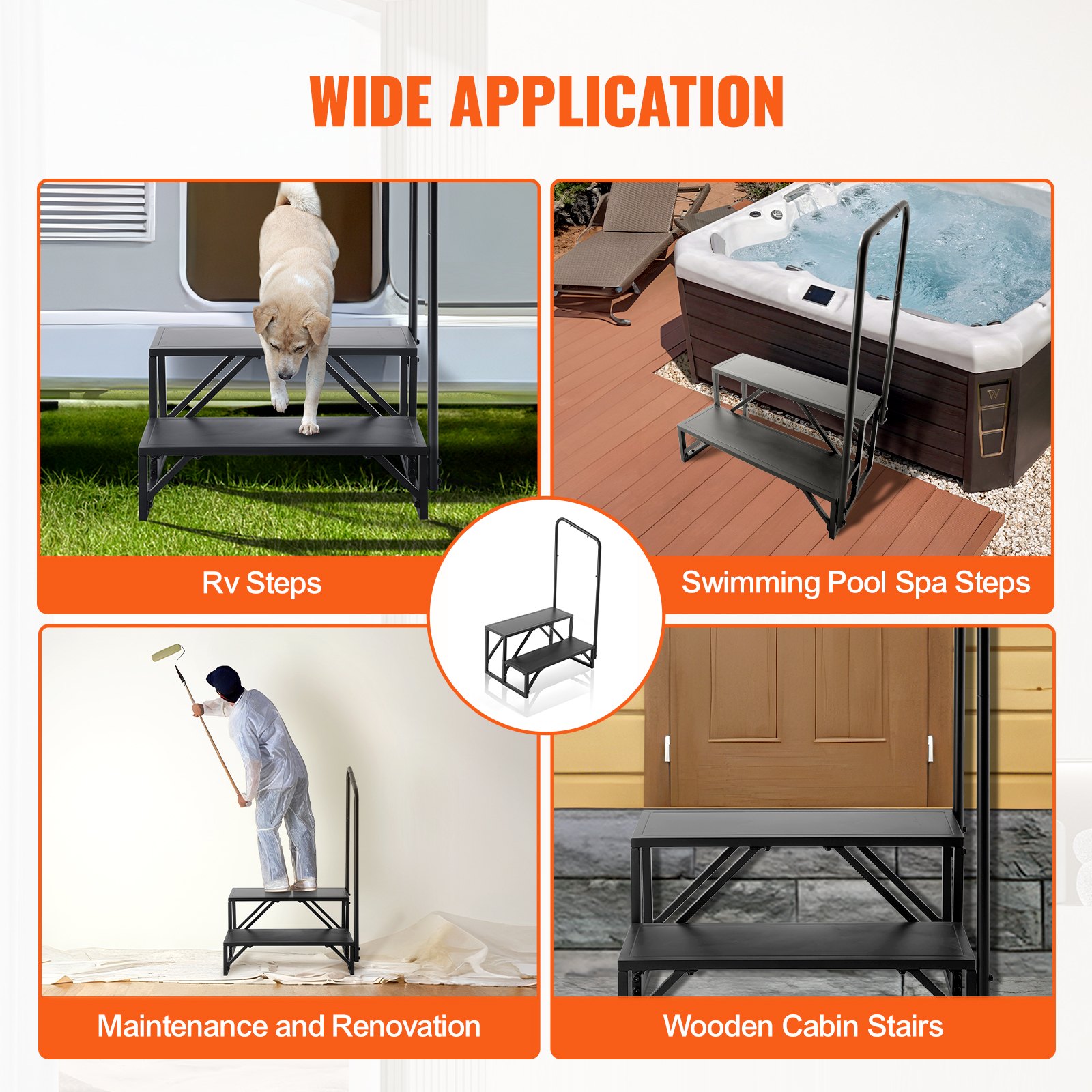 VEVOR RV Steps, 2-Step RV Stairs, 440 LBS Load Capacity, Thickened ...