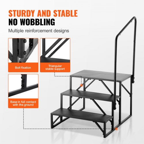 3 Step Rv Ladder VEVOR RV Steps, 3-Step RV Stairs, 440 LBS Load Capacity, Thickened ...