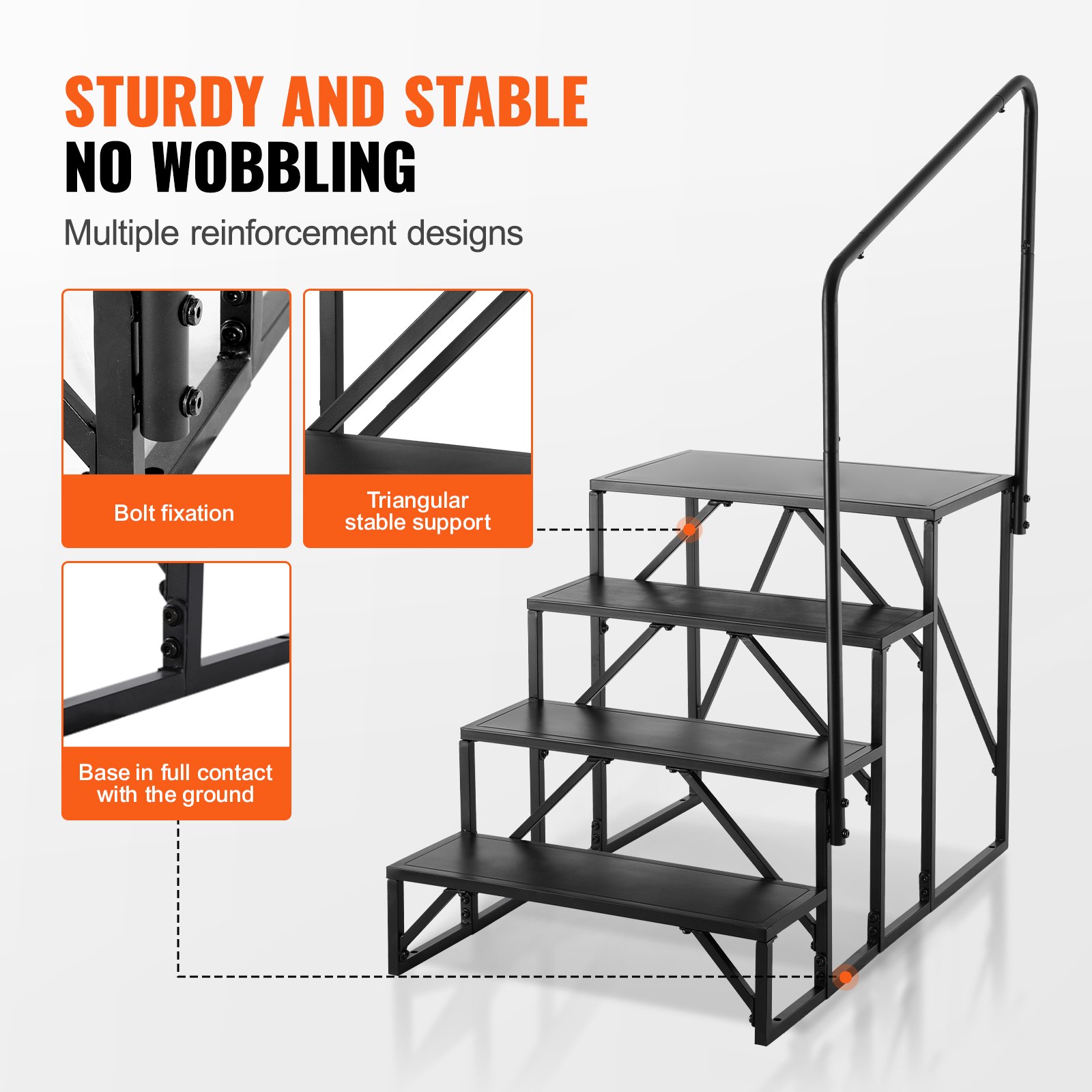 VEVOR RV Steps, 4-Step RV Stairs, 440 LBS Load Capacity, Thickened ...