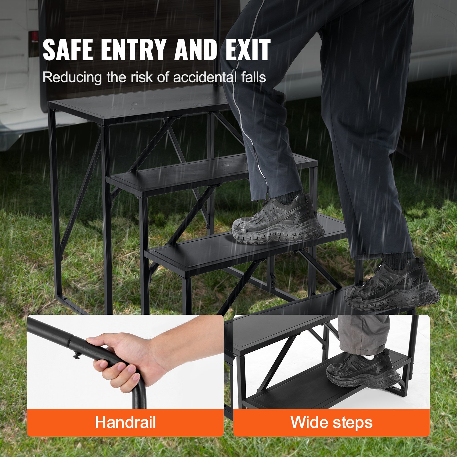 VEVOR RV Steps, 4-Step RV Stairs, 440 LBS Load Capacity, Thickened ...