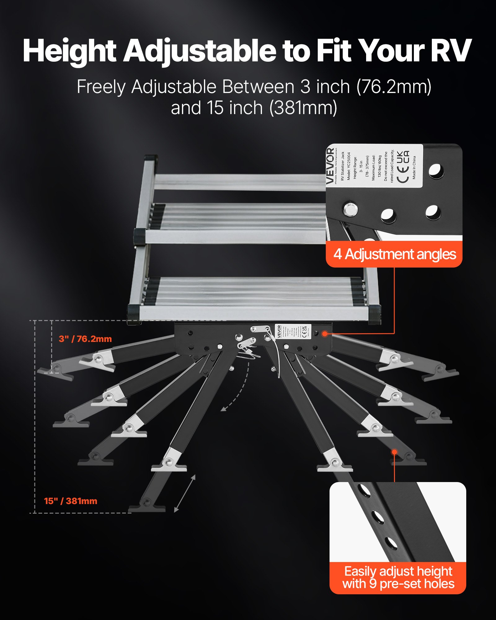 VEVOR RV Step Stabilizer, Height Adjustable Step Stabilizer Kit, Camper ...