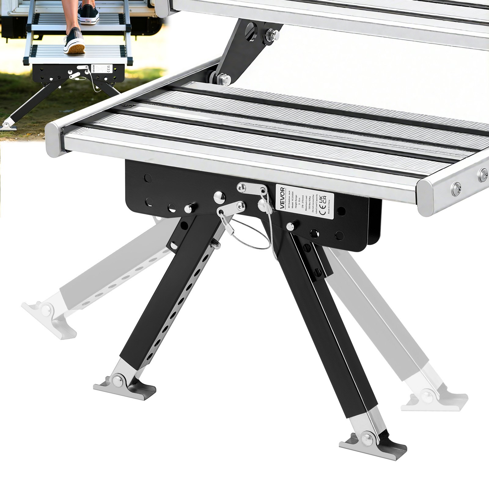 VEVOR RV Step Stabilizer, Height Adjustable Step Stabilizer Kit, Camper ...