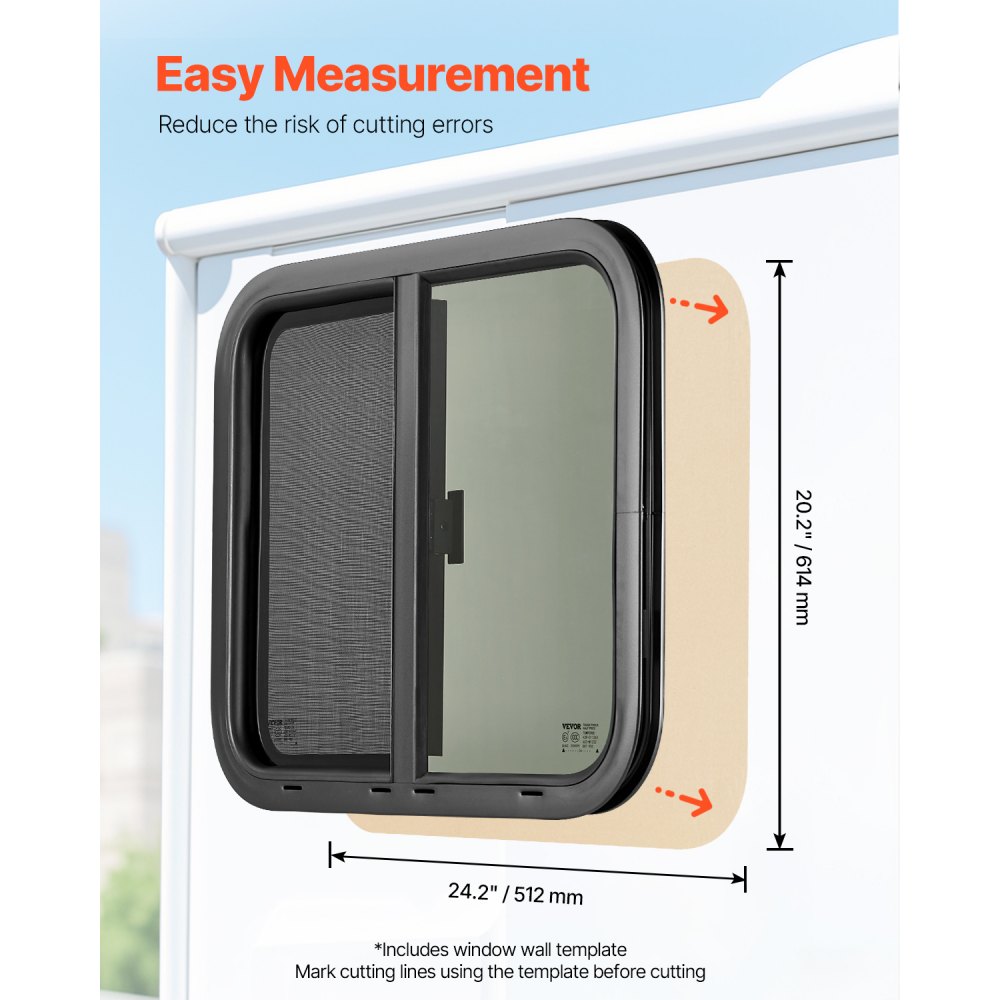 VEVOR RV Camper Windows – 24x20 Tinted Sliding Window