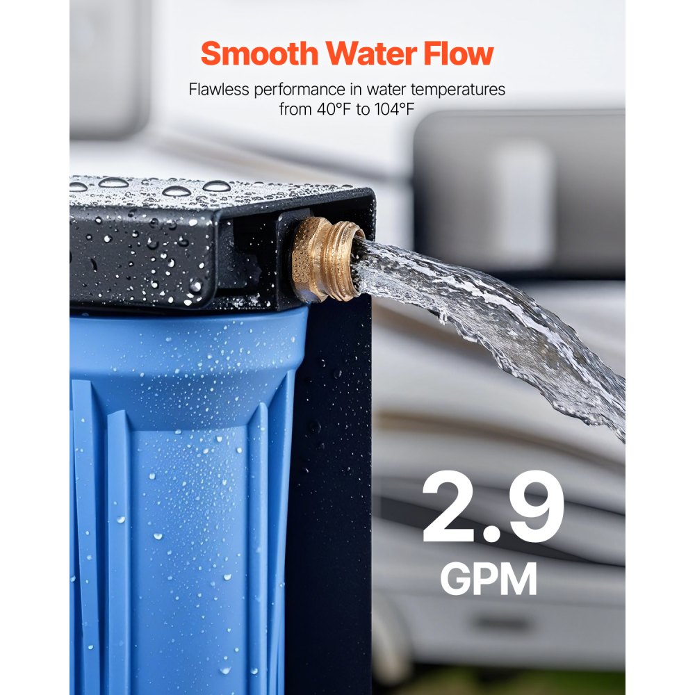 VEVOR Water Filter for RVs - 3-Stage, 7,500 G, 40°F to 104°F