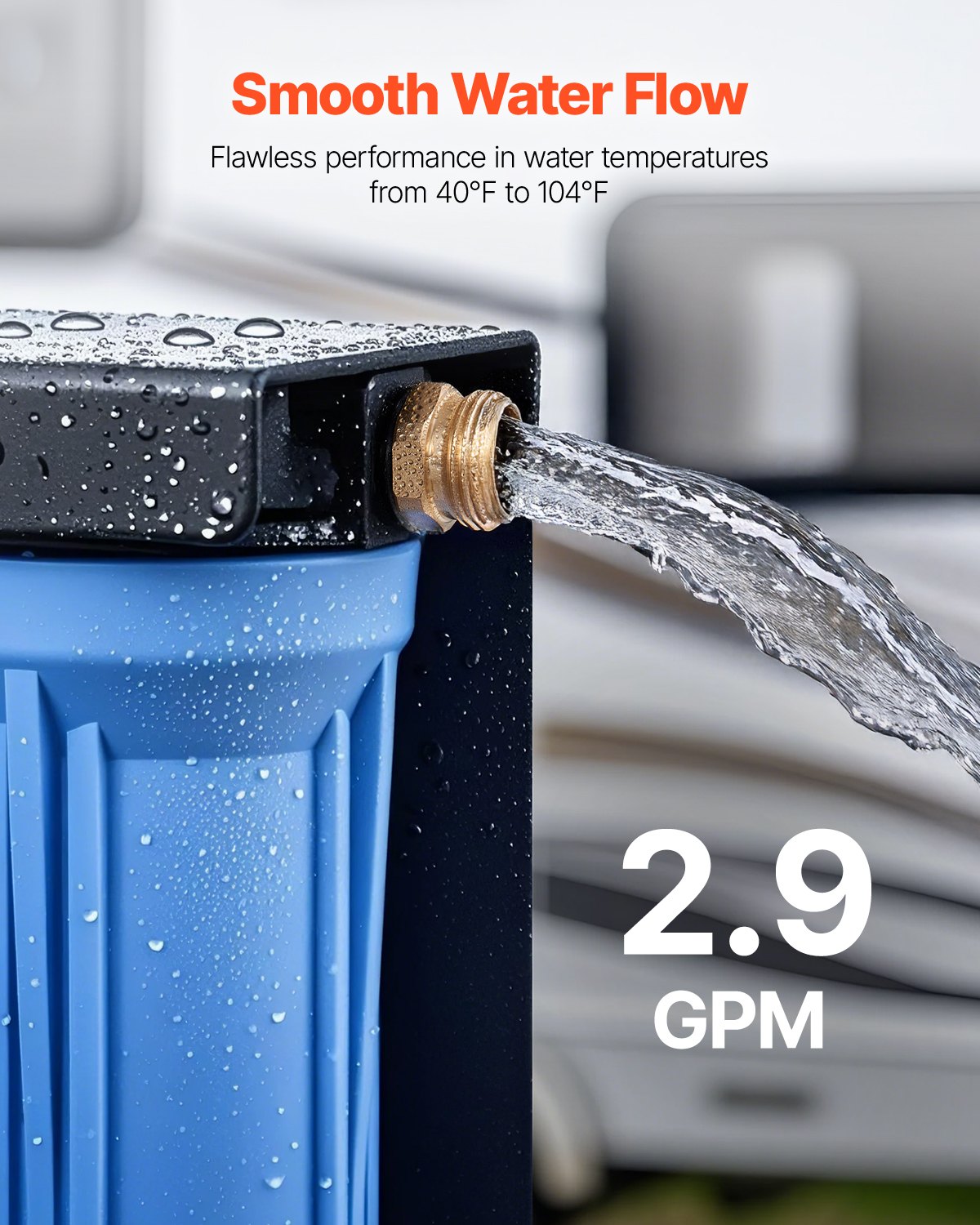 VEVOR Water Filter for RVs - 3-Stage, 7,500 G, 40°F to 104°F