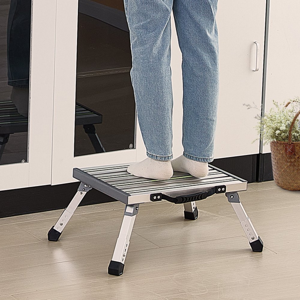 VEVOR RV Steps, Aluminum Alloy Folding Platform Step Adjustable Height ...