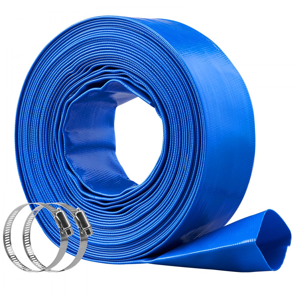 VEVOR Backwash Hose, 2 In X 50 Ft, Heavy-Duty PVC Flat Pool Discharge ...