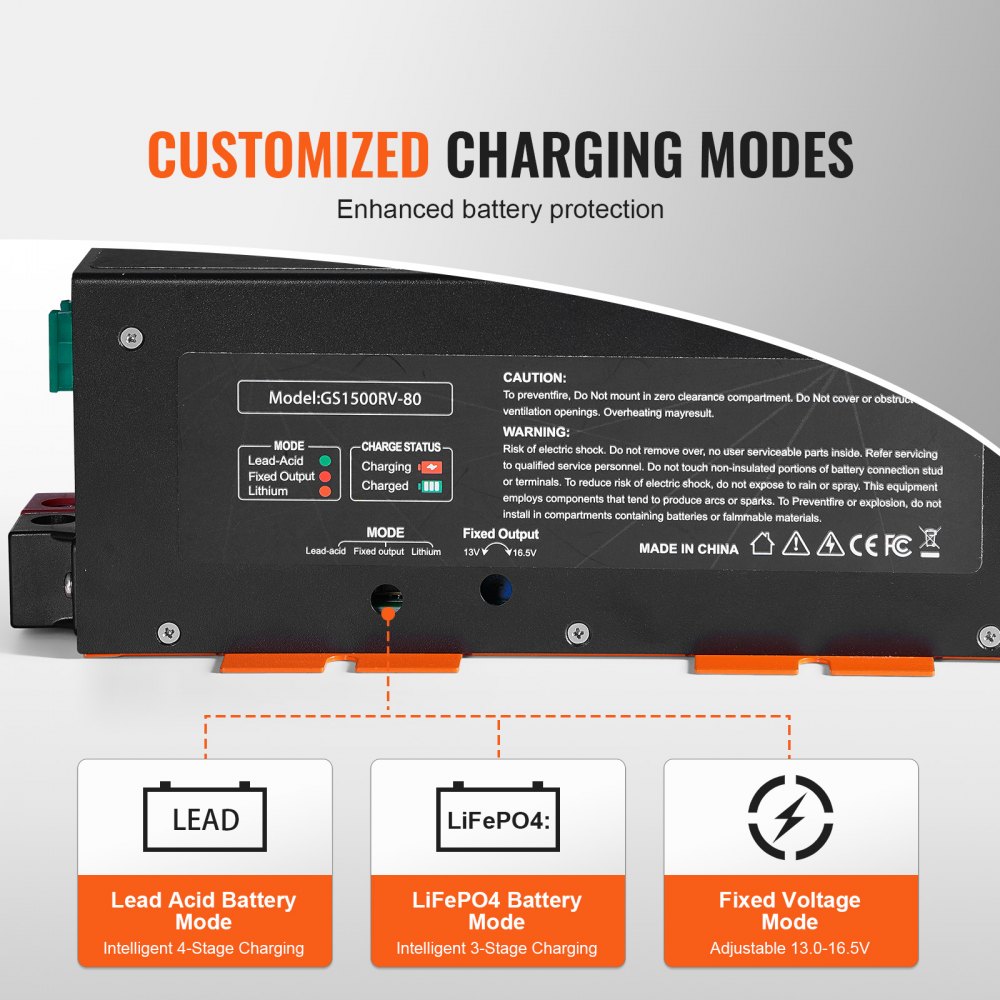 80amp Rv Panel VEVOR RV Converter 80 Amp 110V AC to 12V DC RV Power Converter Battery ...