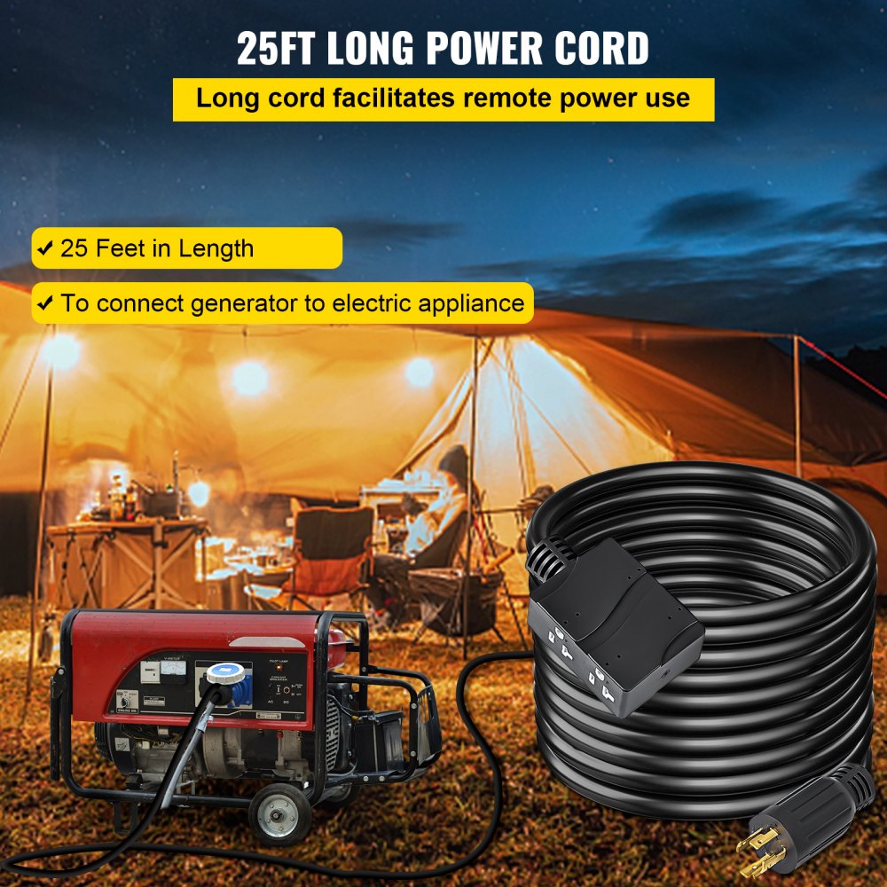 Generator Power Cord Extension Cord 25FT 30A L14-30P to 4*N5-20R ...