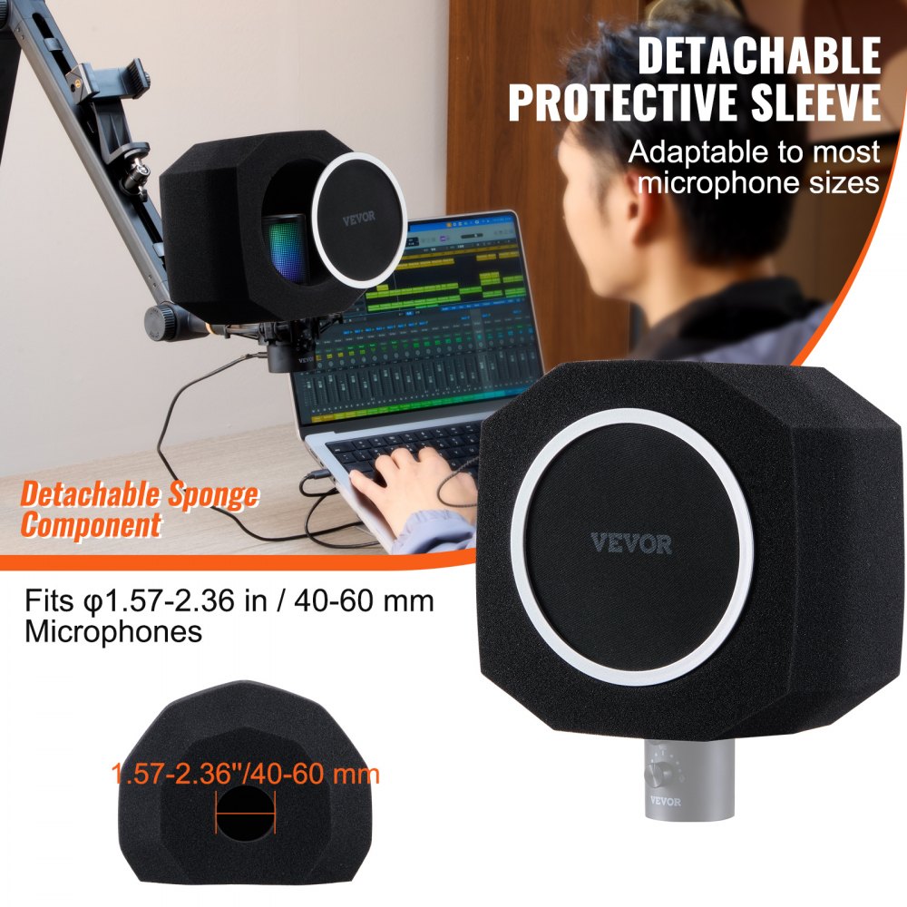 Microphone Shield Box VEVOR Microphone Isolation Ball, High-Density Acoustic Foam, Windscreen ...